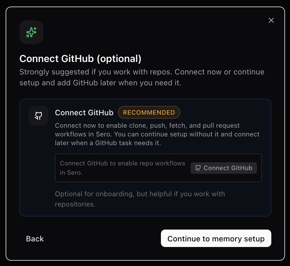 GitHub onboarding connection