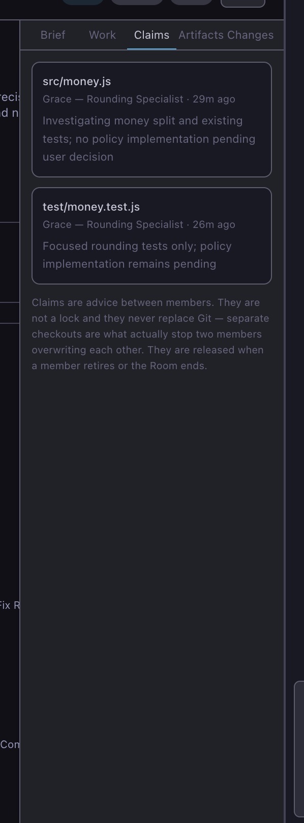 The Claims tab, with two claimed files