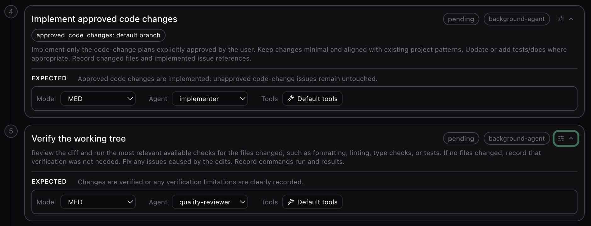 Tune a single step's model and tools